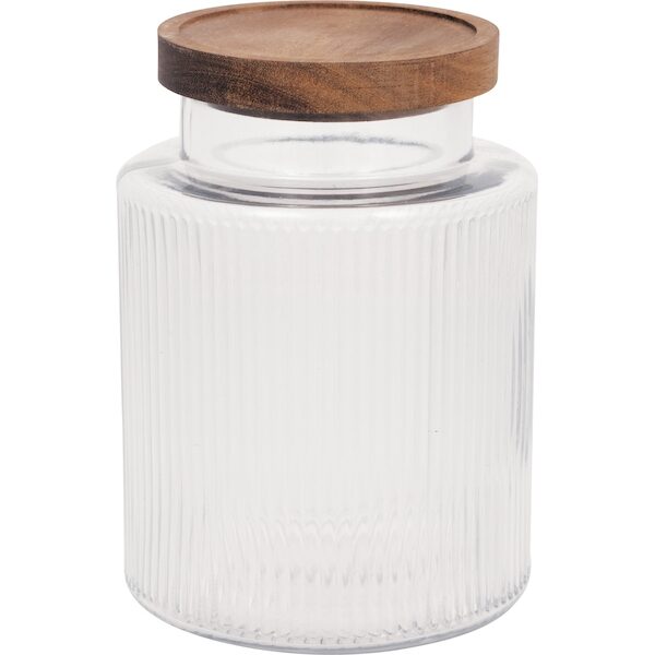 Frasco vidro 1,5L c/tampa madeira