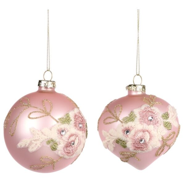 Bola rosa c/bordado 8cm
