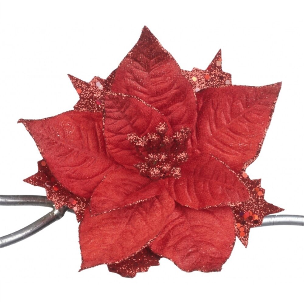 Folha Clip Poinsettia Vermelha 15cm