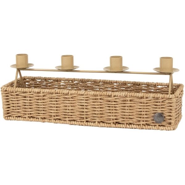Conj Cesto Rectangular Castnaho Natural e Castiçal Ferro Our