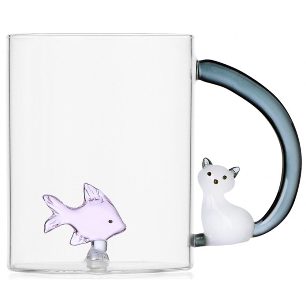 Caneca Tabby Cat Peixe e Gato pega fumada