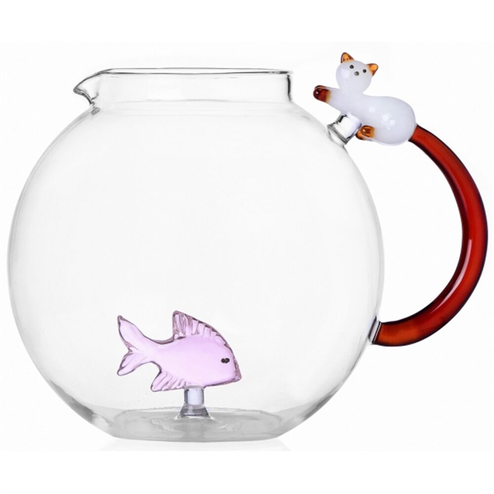 Jarro Pink Fish&White gato
