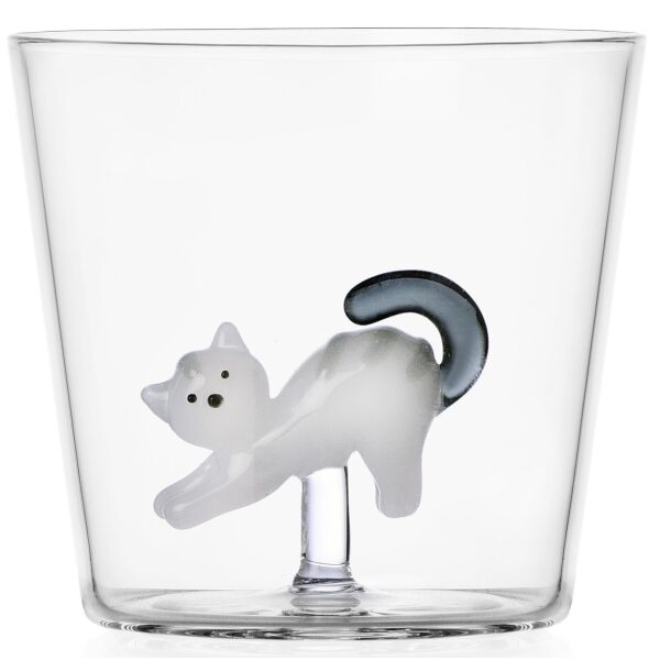 Copo Tabby Cat Gato Branco e cinza