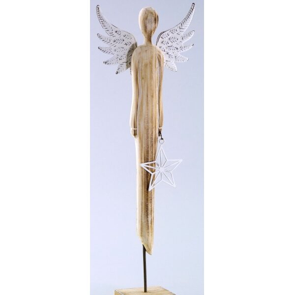 Anjo madeira/metal 33,5cm