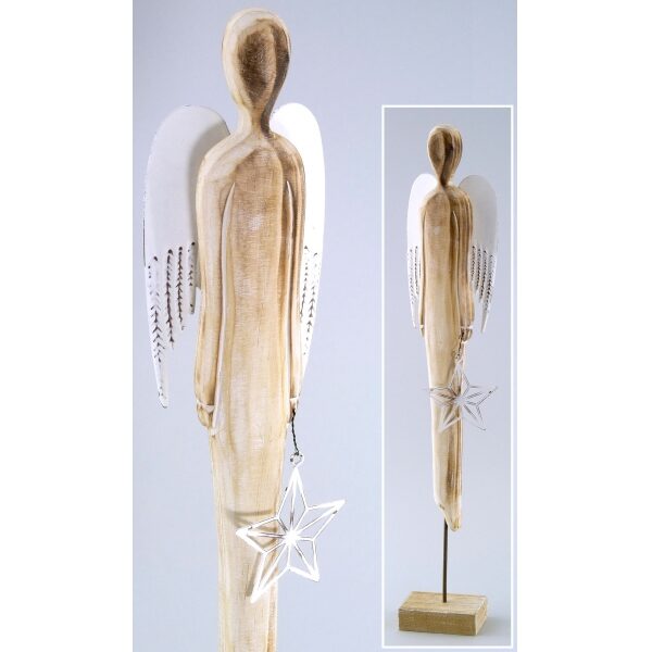 Anjo madeira/metal 46cm