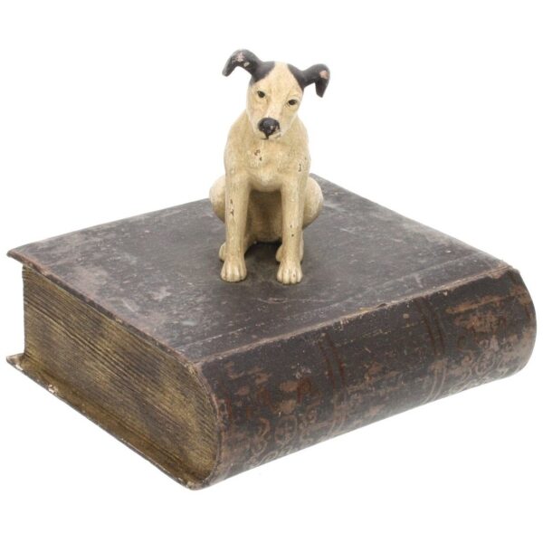 Caixa decorativa Jack Russell em livros 17,5x15,5x13 cm