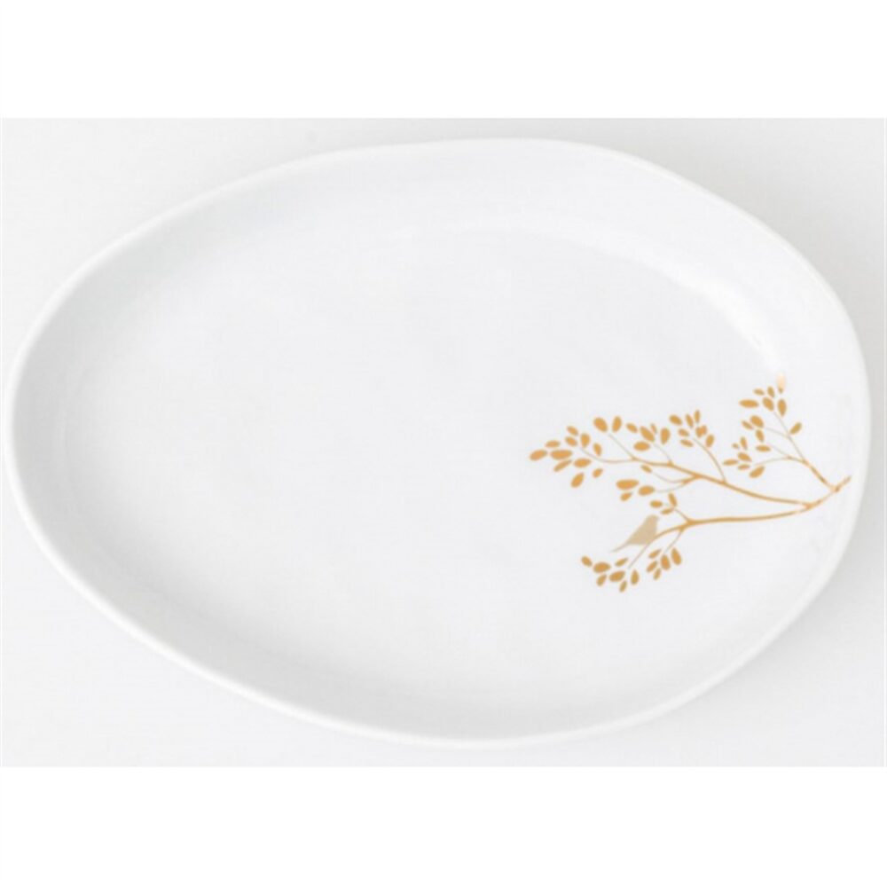 Prato/taça ramo dourado 19,8cm