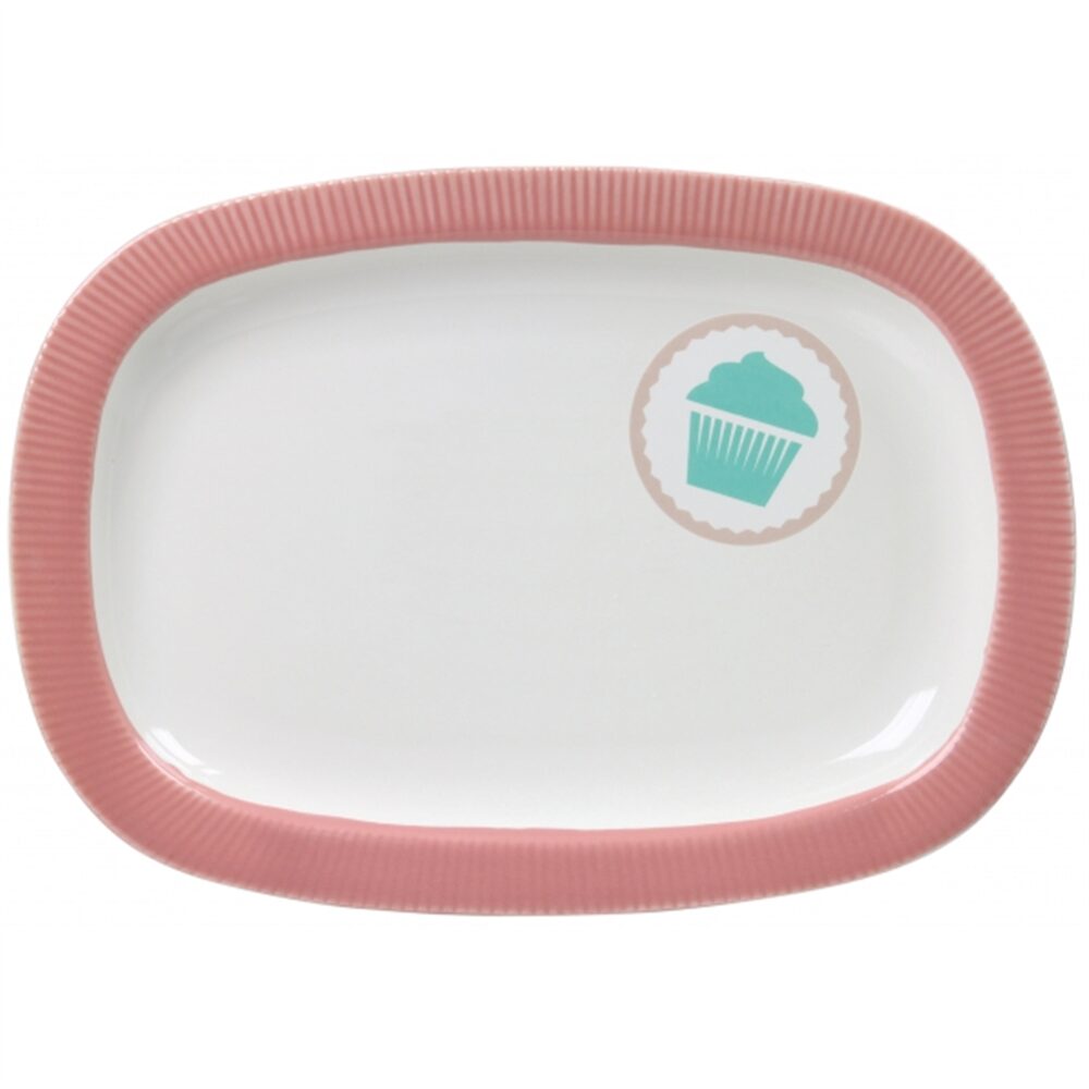 Lilys Cup Cake - Prato para bolos rectangular rosa