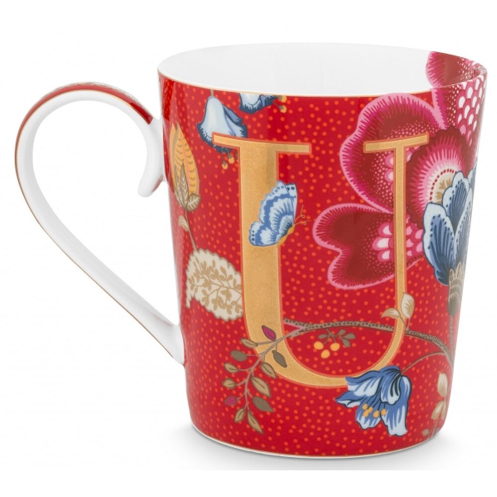PiP Studio Alphabet Caneca Blushing Birds Vermelho U 350ml