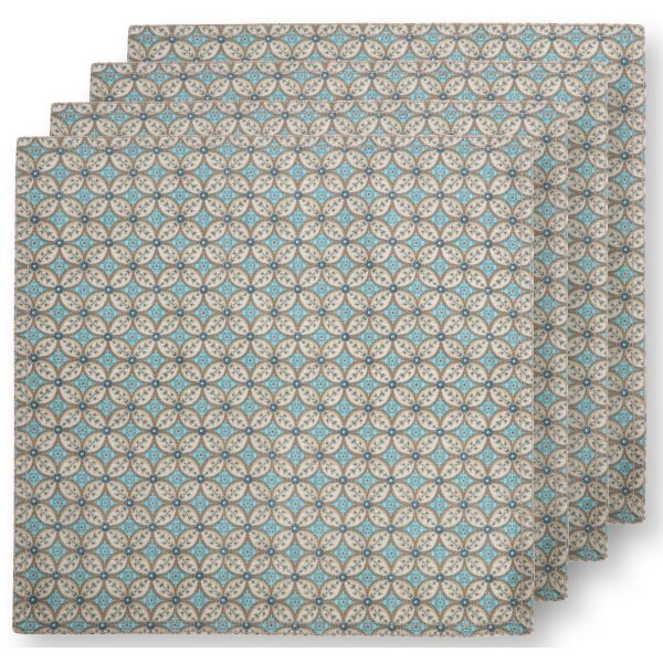 PiP Blooming Tales Conj. 4Guardanapos Bustani Khaki-Azul 40x