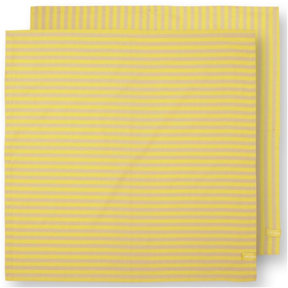PiP Studio Conj.2 toalhas Chá Riscas Amarelo 65x65cm