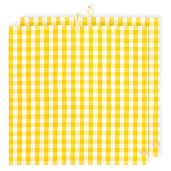 PiP Studio Conj 2Toalhas de Chá Xadrês Amarelo 65x65cm