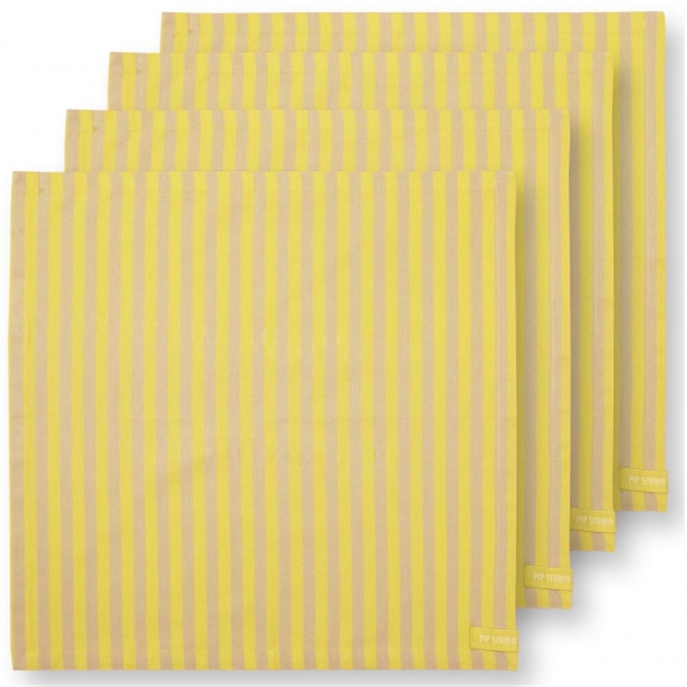PiP Studio Conj.4Guardanapos Riscas Amarelo 40x40cm
