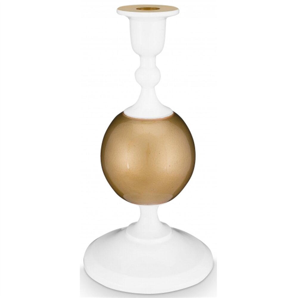 PiP Castiçal Metal Pequeno Sphere Branco Ouro 24cm