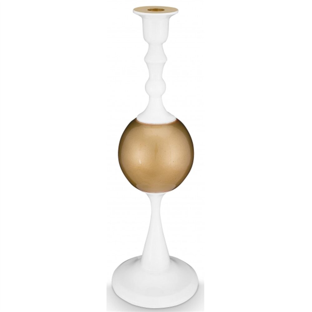 PiP Castiçal Metal Medio Sphere Branco Ouro 37cm