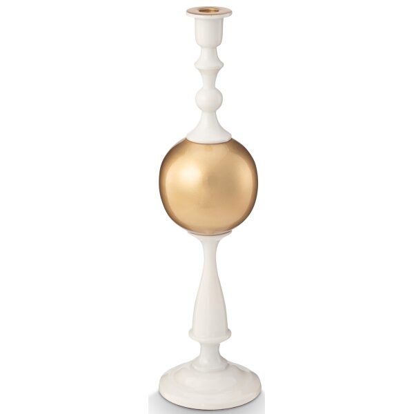 PiP Castiçal Metal Grande Sphere Branco Ouro 44cm
