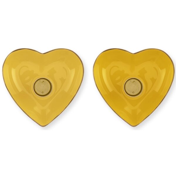 PiP Conj. 2Castiçais Metal Coração Amarelo 10x3cm