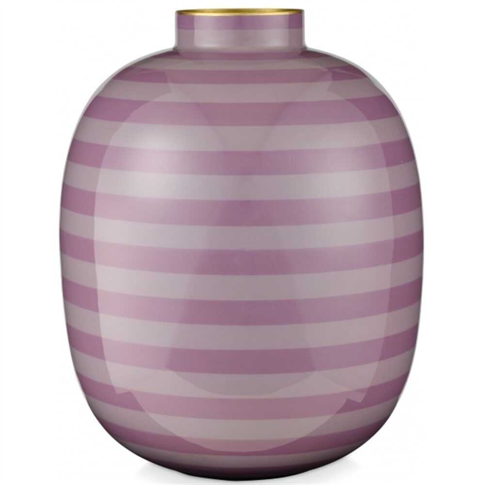 Pip Vaso Metal Lilás Riscas 32cm