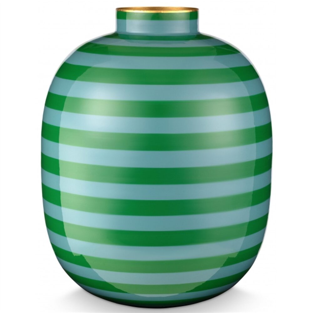 PiP Studio Vaso Metal Riscas Verde 32cm