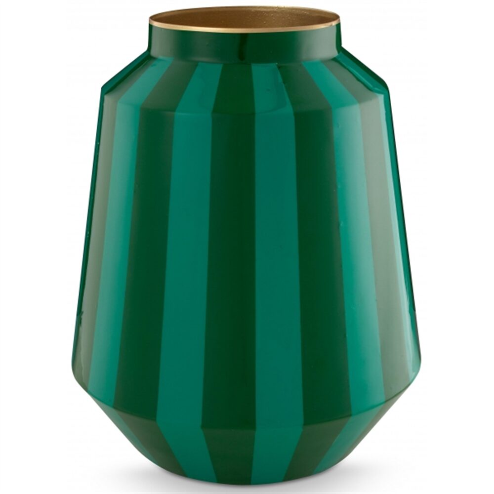 PiP Vaso Metal Riscas Verde 24x29cm