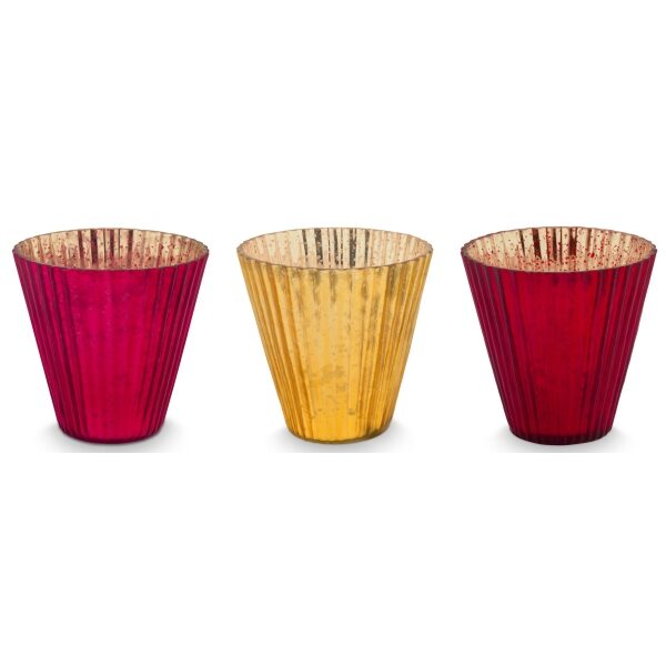 PiP Conjunto 3Tea Lights Vidro Vermelho 10x10.5cm