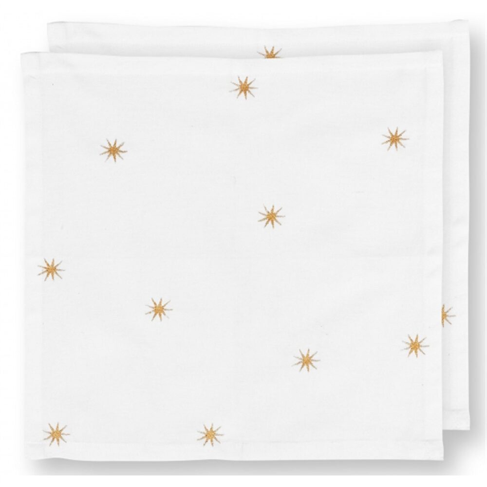 PiP Dot Delight Conj 2 Guardanapos Bordados Estrelas Ouro 40