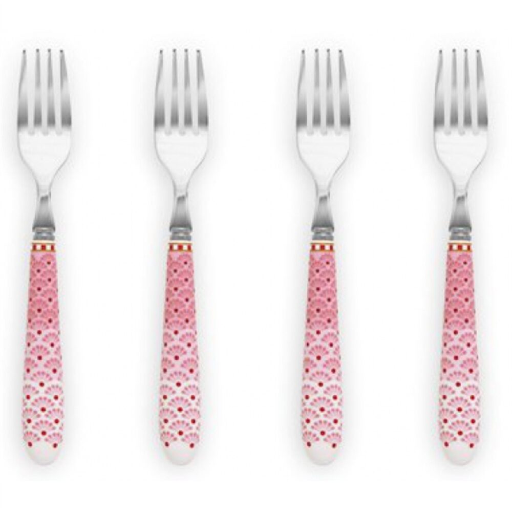 PiP Studio Floral Set/4 Garfos Bolo Rosa
