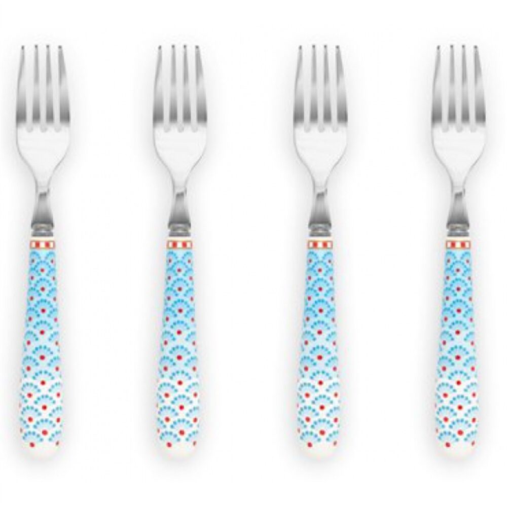 PiP Studio Floral Set/4 Garfos Bolo Azul