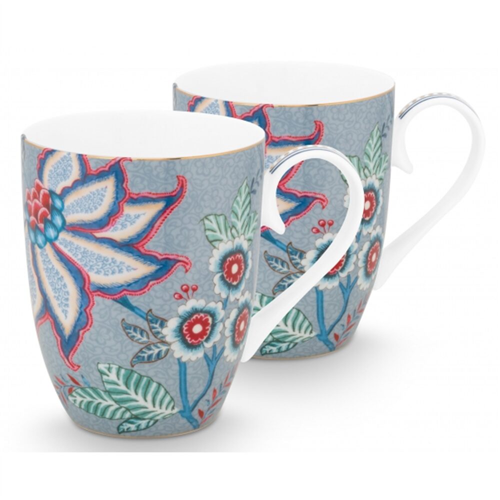 PiP Studio Flower Festival Conj2 Canecas Grandes Azul Claro