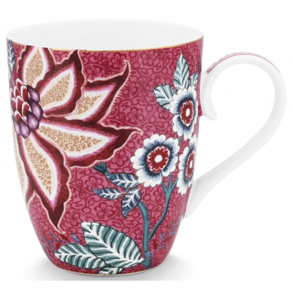 PiP Studio Flower Festival Caneca Rosa Escuro 350ml