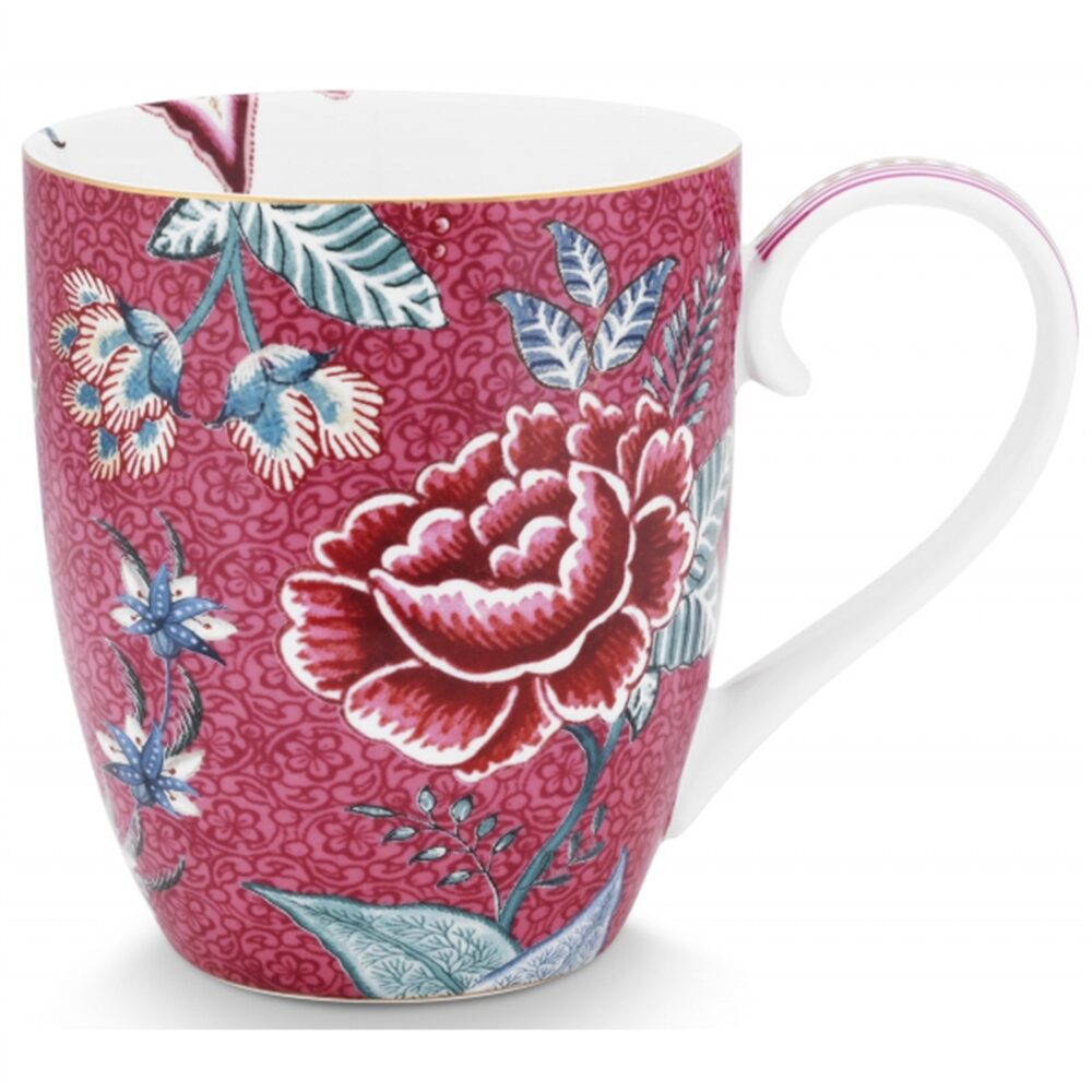 PiP Studio Flower Festival Caneca XL Rosa Escuro 450ml