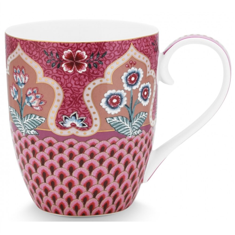 PiP Studio Flower Festival Scallop Caneca XL Rosa Escuro 450