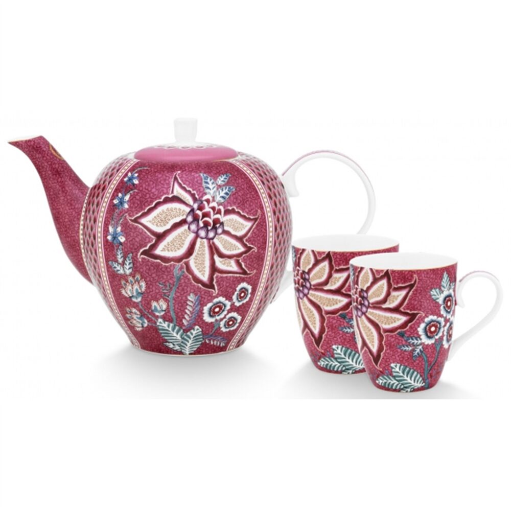 PiP Studio Flower Festival Conj3pcs Chá grande Rosa Escuro