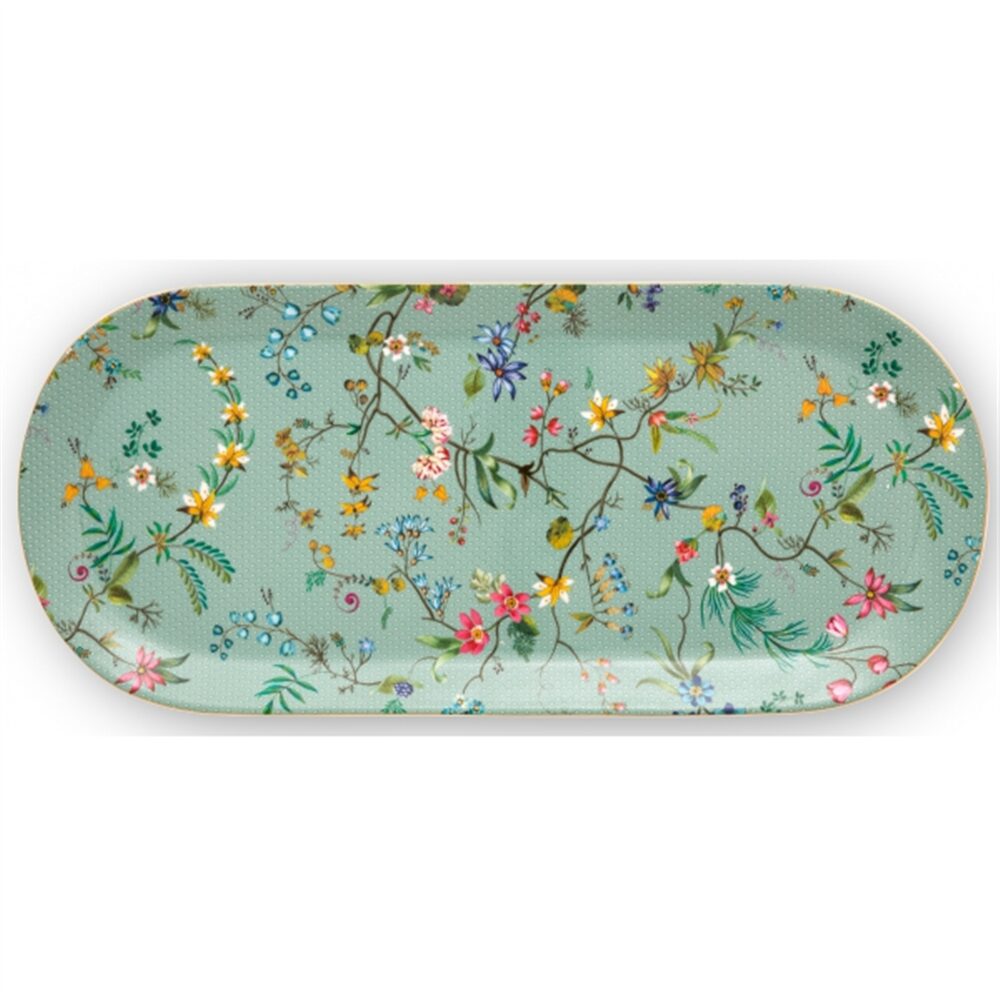 PiP Studio Jolie Travessa Bolos Rectangular Flowers Azul 33.
