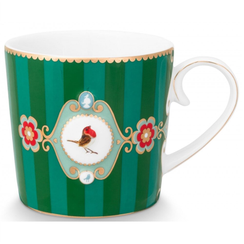 Pip Love Birds Caneca peq Riscas Esmeralda Verde 150ml