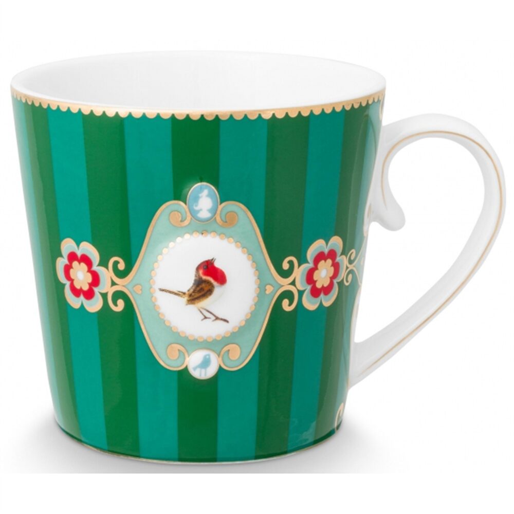 Pip Love Birds Caneca Medallion Risacas Esmeralda Verde 250m
