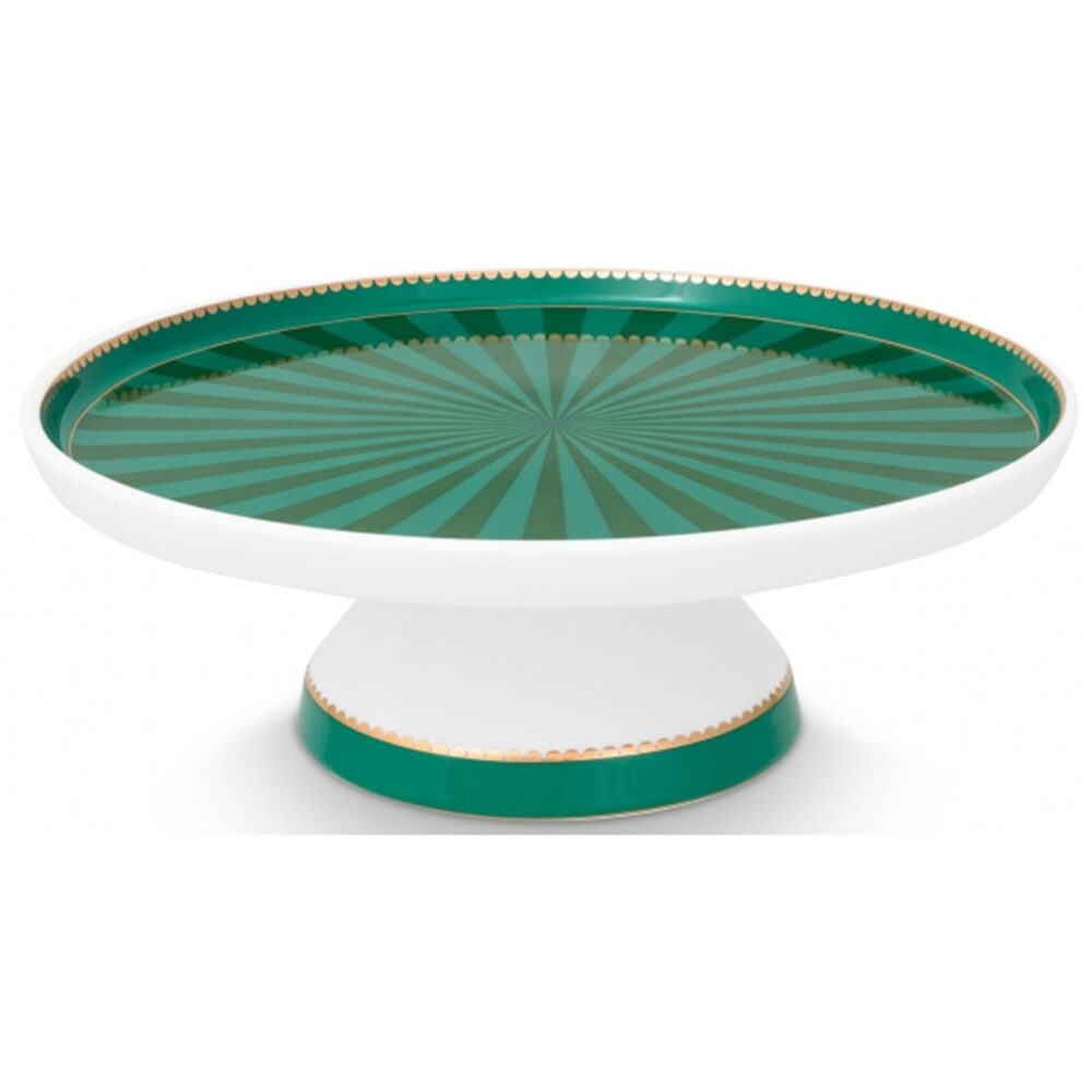 Pip Love Birds Prato para Bolos Riscas Esmeralda Verde 24cm