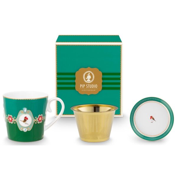PiP Love Birds Chá para um 300ml Medallion Esmeralda-Verde
