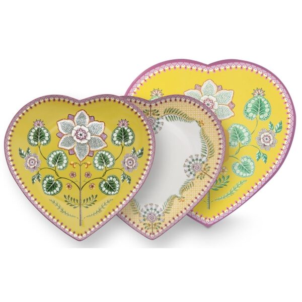 Pip Lily&Lotus Conj. 2Prato Coração Amarelo 21.5cm