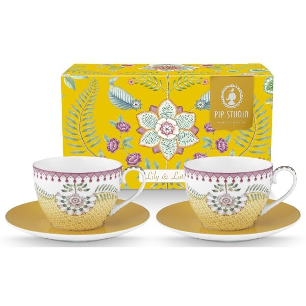 Pip Lily&Lotus Conj 2 Chavenas 300ml e Pires Tiles Amarelo