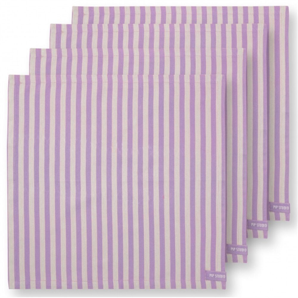 Pip Lily&Lotus Conj 4 Guardanapos Riscas Lilás 40x40cm