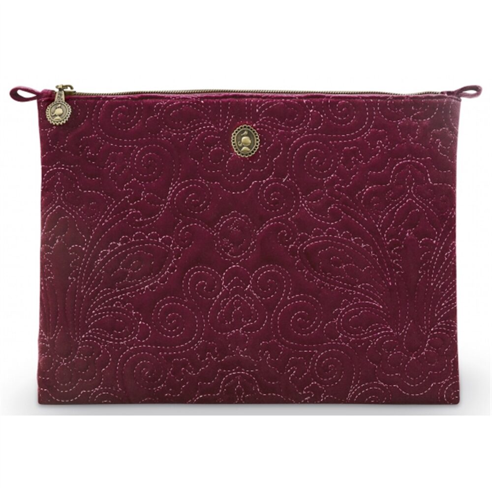 PiP Studio Bolsa Flat Grande Veludo Quiltey Days Vermelho 30