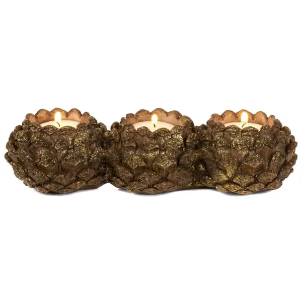 Suporte velas c/pinhas