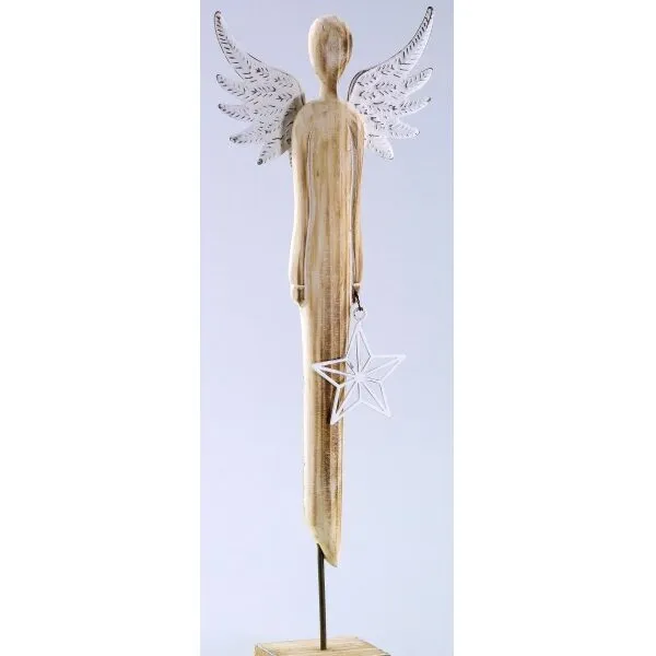 Anjo madeira/metal 33,5cm