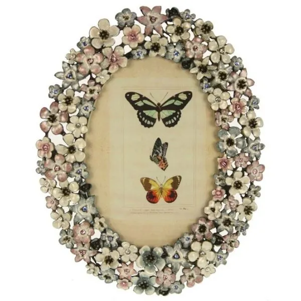 Moldura oval c/flores 17x21cm