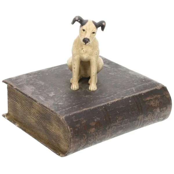 Caixa decorativa Jack Russell em livros 17,5x15,5x13 cm