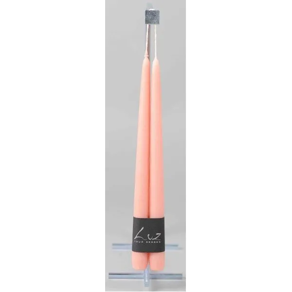 Vela Rosa pessego 30cm x 2.5 cm conj.2
