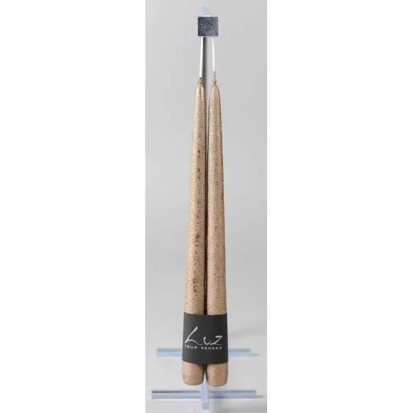 Vela Ouro Antigo metalico 30cm x 2.5 cm conj.2