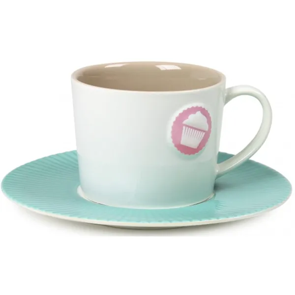 Lilys Cup Cake - Chavena Cappuccino com pires rosa
