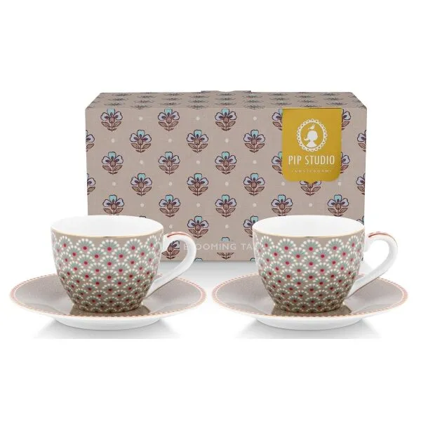 PiP Blooming Tales Conj 2Chávenas Expresso 120ml Tales Khaki